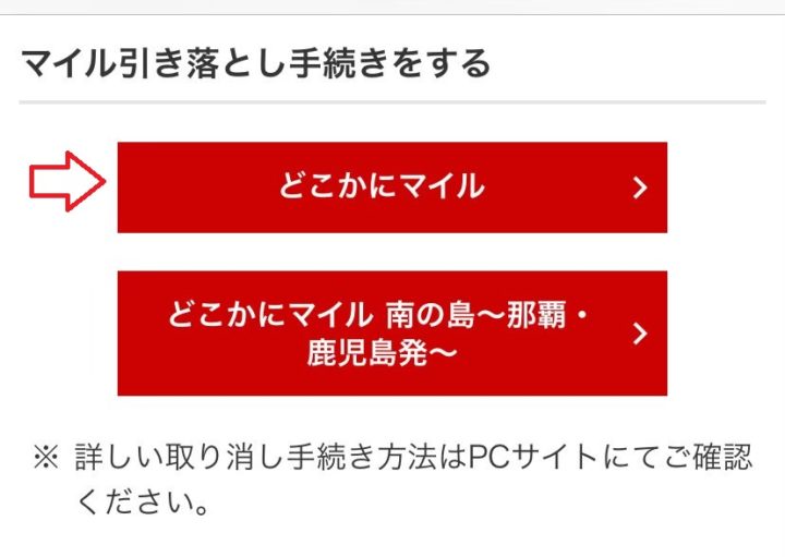 同行者マイル引き落とし手続き