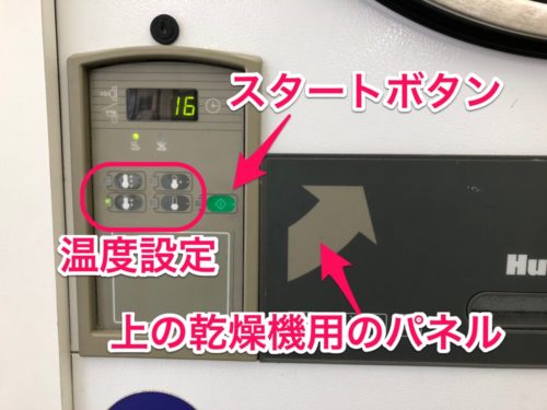 乾燥機の設定パネル